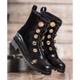 Seastar Velourstövlar med ribbstickning svart 1