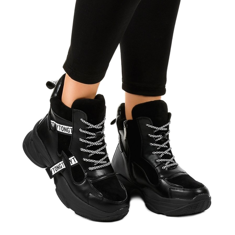 Svarta damisolerade sneakers F803-7 2