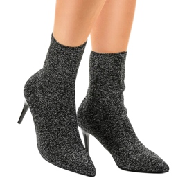 Svarta och silver fotled stövlar LL-103P grå 1