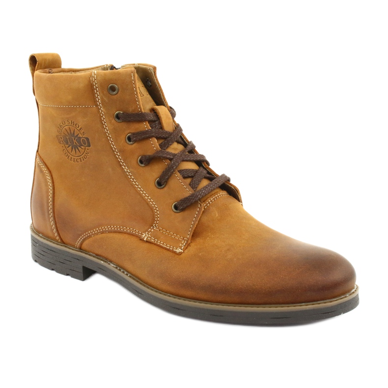 Högklackade stövlar på Riko 884 galna soliga dragkedja brun gul 1