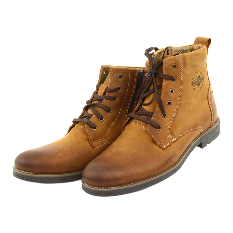 Högklackade stövlar på Riko 884 galna soliga dragkedja brun gul 3