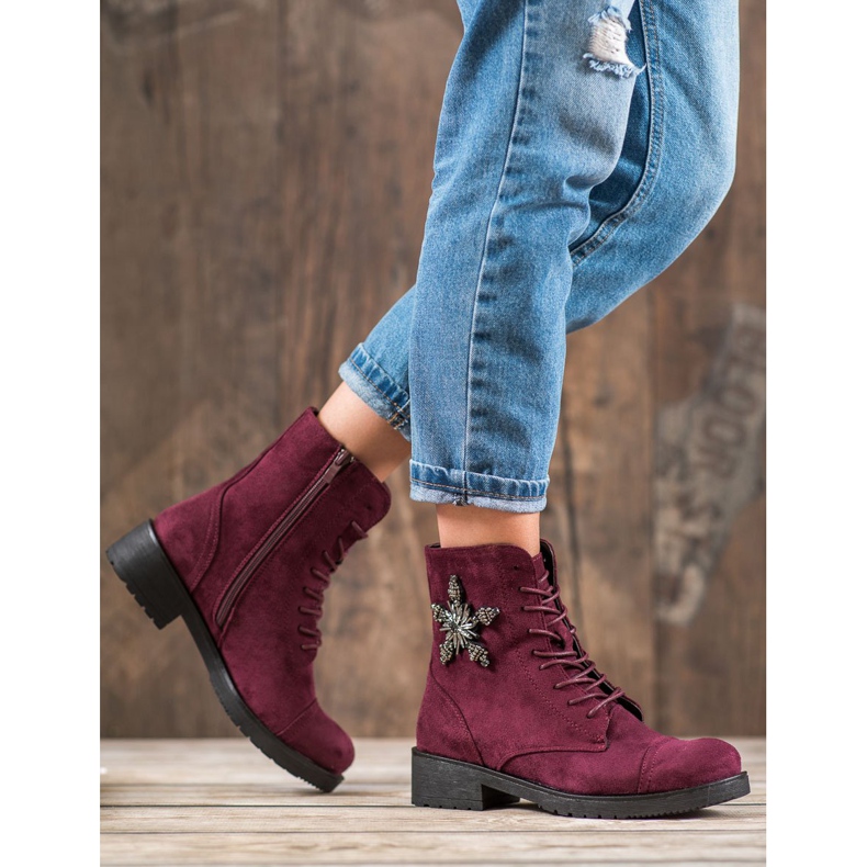 SHELOVET Burgundy mocka stövlar röd 1