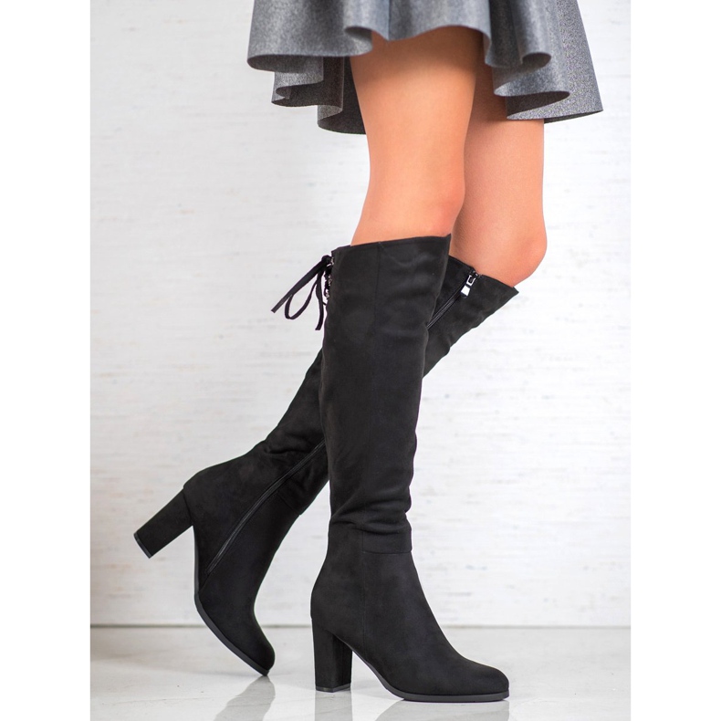 VINCEZA mocka stövlar svart 1