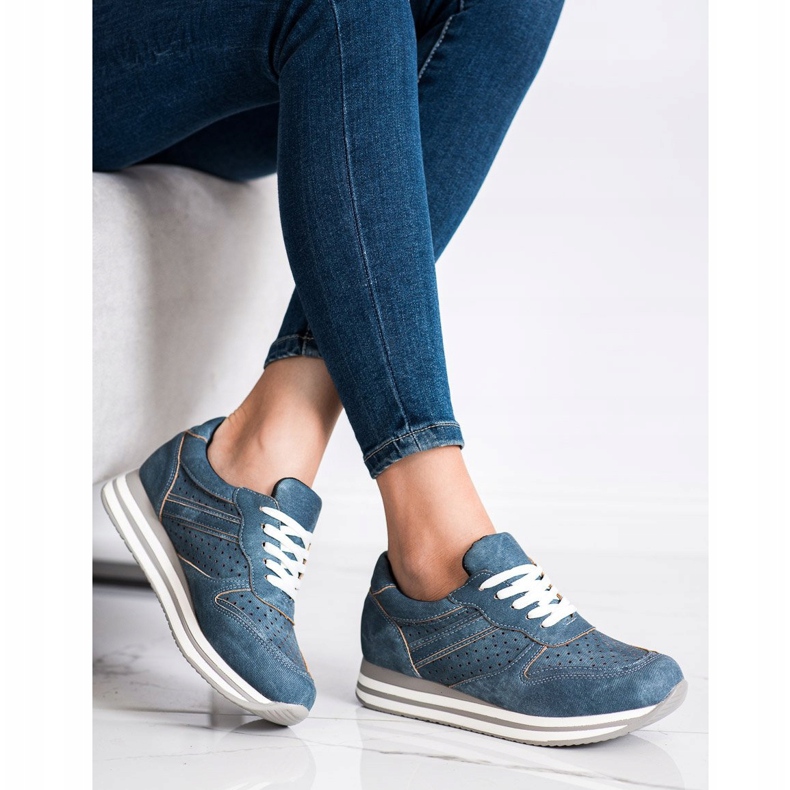 Kylie Sportskor tillverkade av ekoläder blå 2