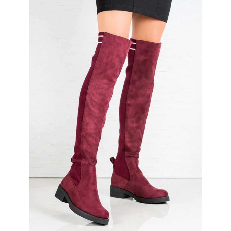 Ideal Shoes Slip-on mocka stövlar röd 2