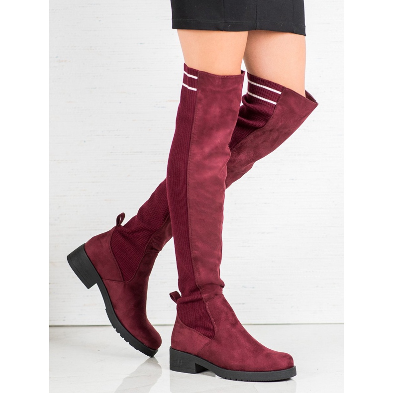 Ideal Shoes Slip-on mocka stövlar röd 1