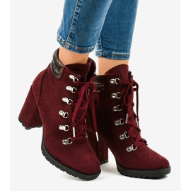 Maroon mocka trapper ankelboots på 8992 stolpen röd 2