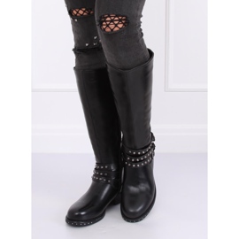 Svarta ridstövlar med dubbar Y208 Svart 2