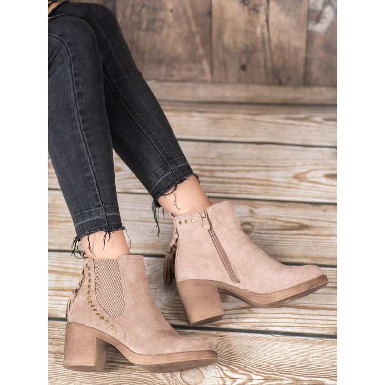 Small Swan Chelsea stövlar med fransar brun 1