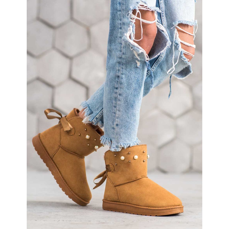 SHELOVET Mukluki med pärlor beige 1