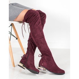 Cm Paris Lårhöga stövlar med dekorativ häl röd 1