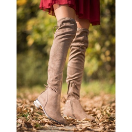 Cm Paris Lårhöga stövlar med dekorativ häl brun 1