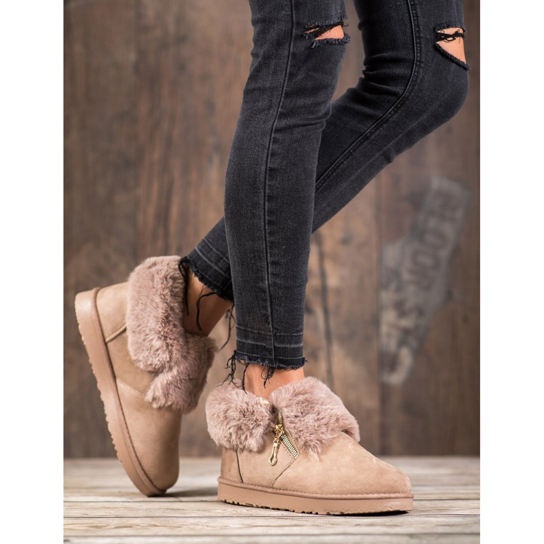 Kylie Låg Mukluki med päls brun 1