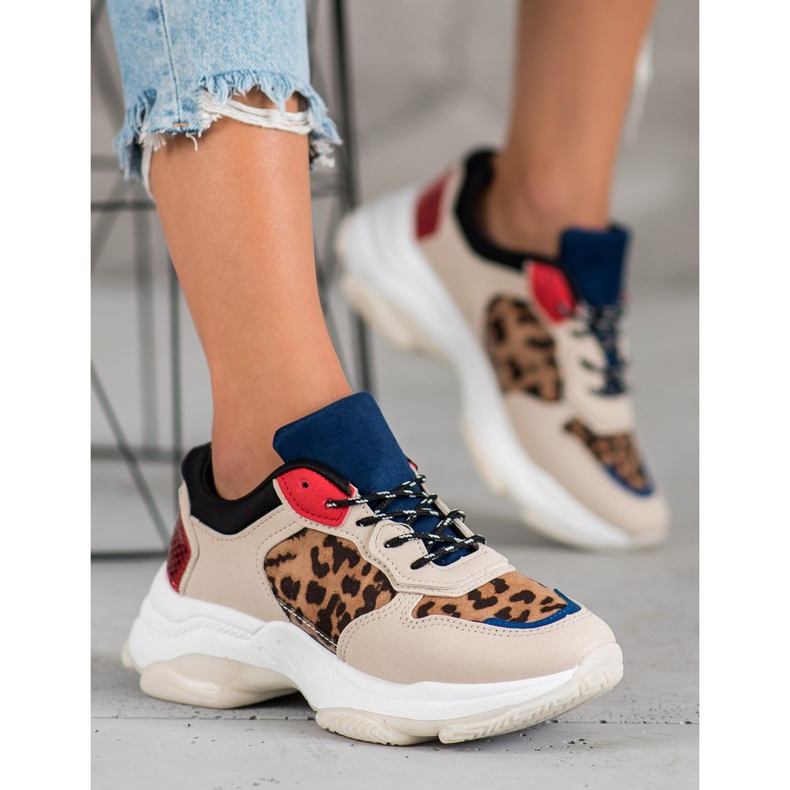 SHELOVET Trendiga sneakers i leopardmönster brun mångfärgad 1