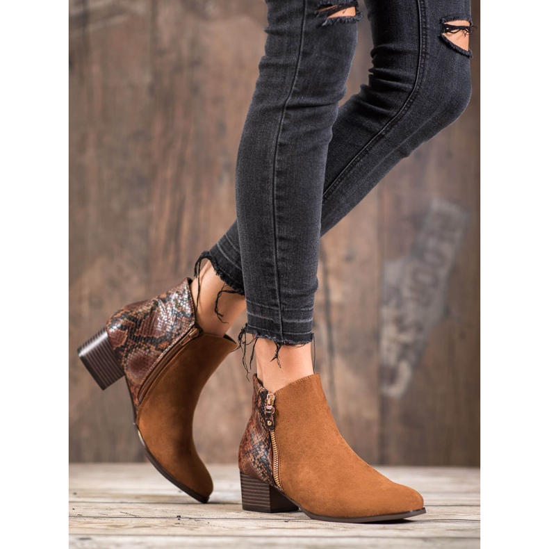 Kylie Camel Snake Print stövlar brun 1