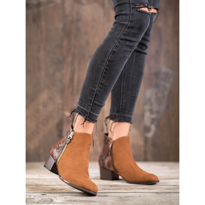 Kylie Camel Snake Print stövlar brun 2