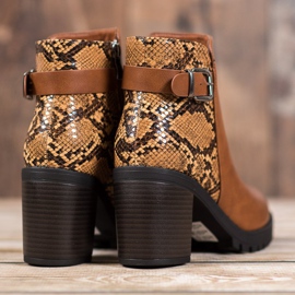Seastar Snake Print Platform stövlar brun mångfärgad 1