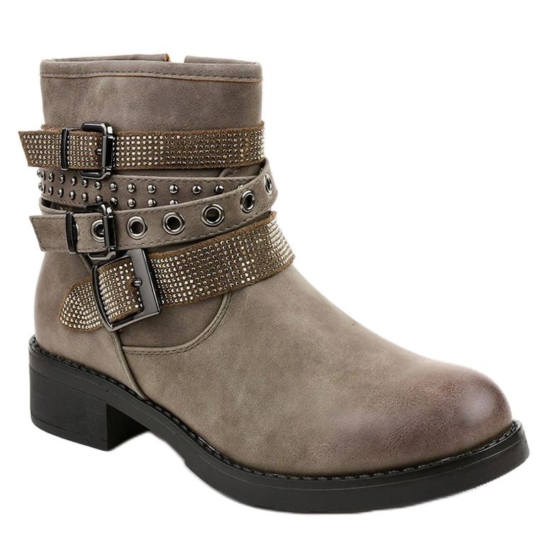 Kaki stövlade stövletter med 7365-PA-spänne grön 1