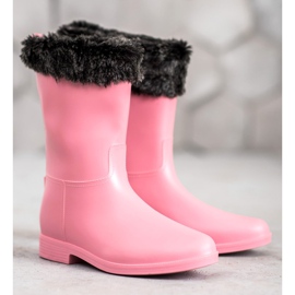 SHELOVET Regnstövlar med päls rosa 2