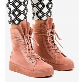 Rosa mocka platta stövlar 7-3727B 1