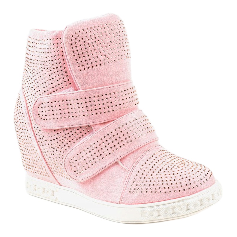 Rosa wedge sneakers med dubbar KLS-112-4 1