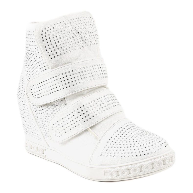 Vita wedge sneakers med KLS-112-3 dubbar 1