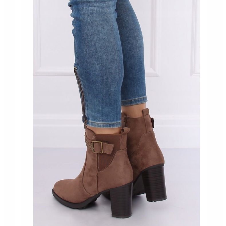 Bruna högklackade stövlar 6139 Khaki kaki 1
