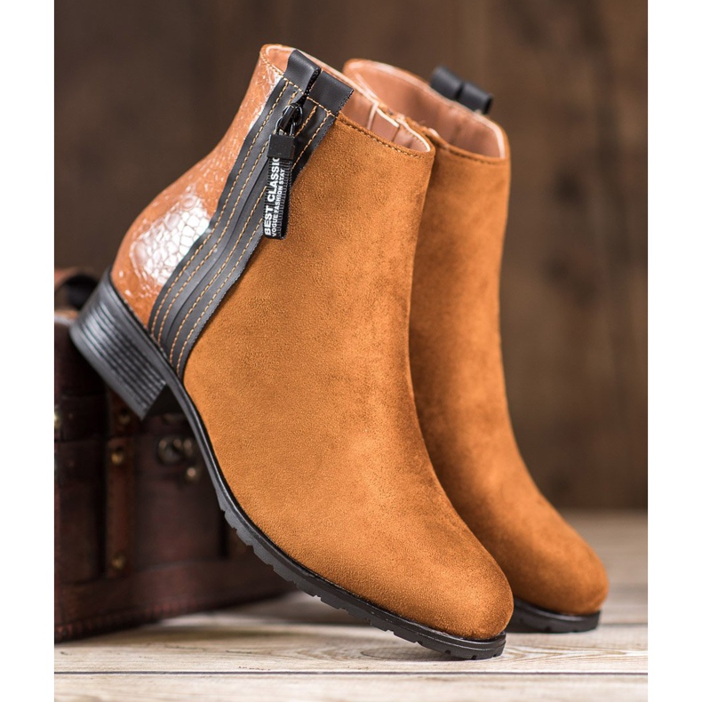 Erynn Stövlar med dekorativ dragkedja brun 1