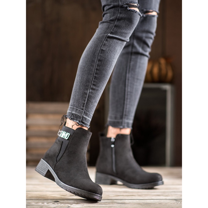 Super Me Trendiga stövlar i mocka svart 2