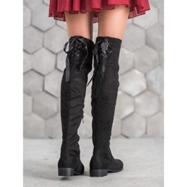 SHELOVET Mocka stövlar med bindning svart 1