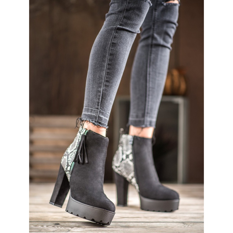 Weide Snake Print Platform stövlar svart 1