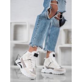 Bella Paris Sneakers med päls vit mångfärgad 1