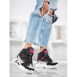 Bella Paris Sneakers med päls svart mångfärgad 1