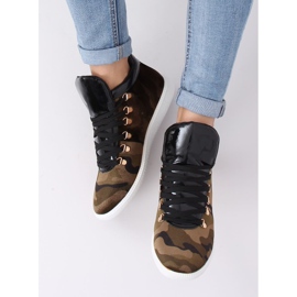 Sammet sneakers K1834206 Camuflaje mångfärgad grön 2