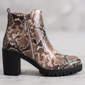 Seastar Snake Print Platform stövlar brun mångfärgad 1