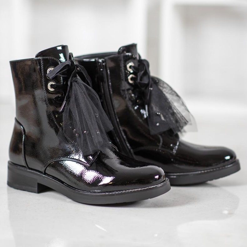 SHELOVET Lackerade Eco Leather -arbetare svart 1