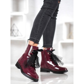 SHELOVET Lackerade Eco Leather -arbetare röd 2