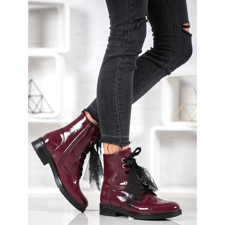 SHELOVET Lackerade Eco Leather -arbetare röd 1