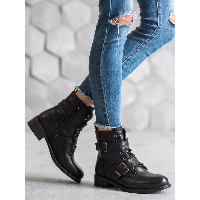 SHELOVET Varma arbetare med spännen svart 2