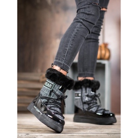 Bella Paris Trendiga klassiska snöskor svart grå 1