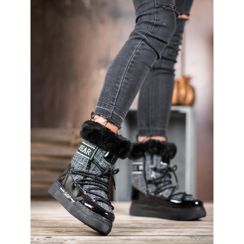 Bella Paris Trendiga klassiska snöskor svart grå 1