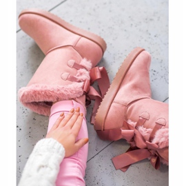 Hög Mukluki med rosetter rosa 2