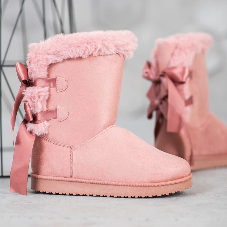 Hög Mukluki med rosetter rosa 1