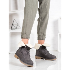 Super Me Grå stövlar med fårskinn 2