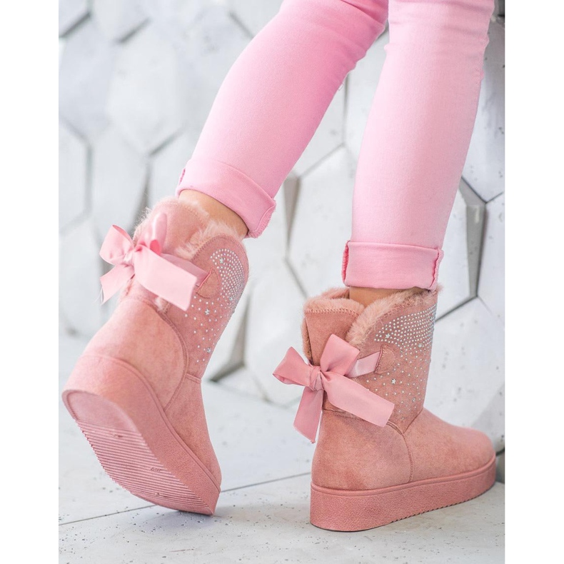 SHELOVET Mukluki med kristaller rosa 1