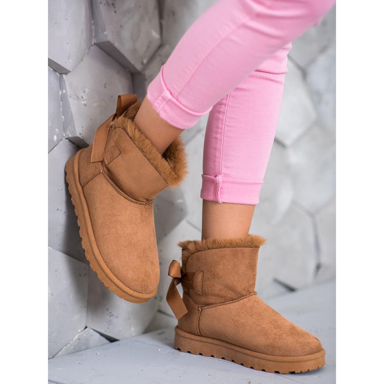 SHELOVET Varm Mukluki med en rosett brun 2