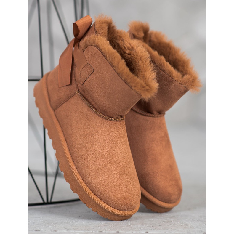 SHELOVET Varm Mukluki med en rosett brun 1