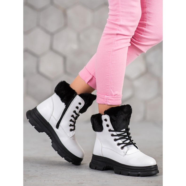 SHELOVET Snörarbetare med päls vit 2