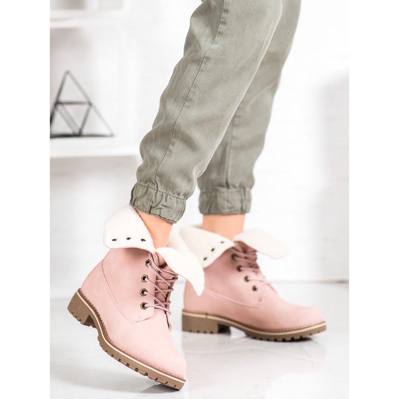 SHELOVET Vandringskängor med infällbart skaft rosa 2