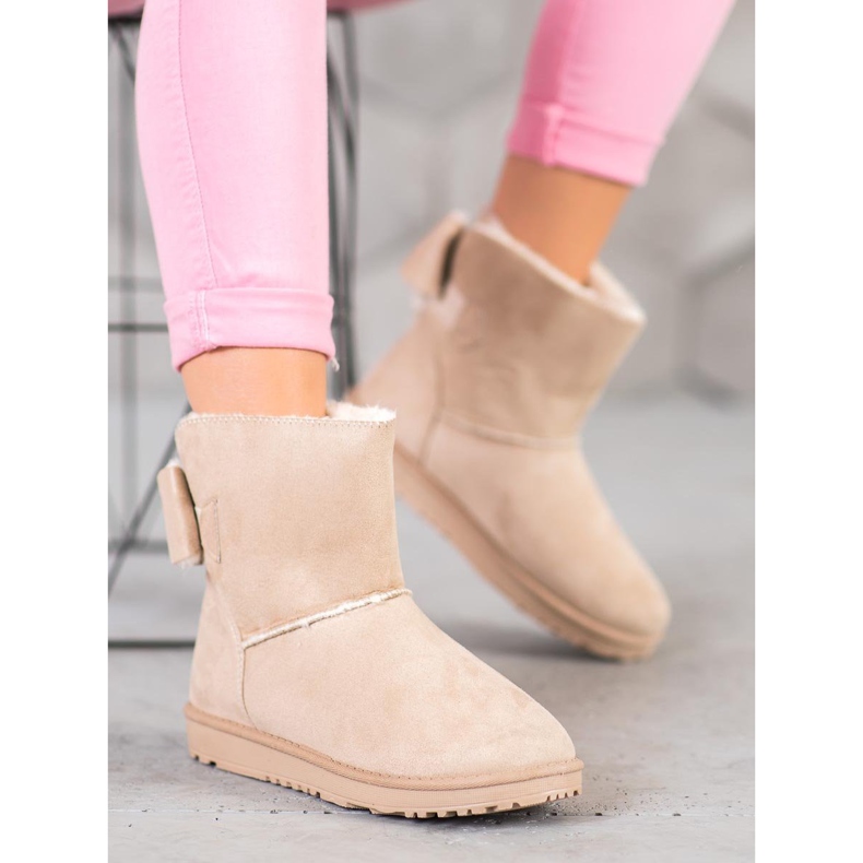 SHELOVET Beige Mukluki Med En Rosett 2